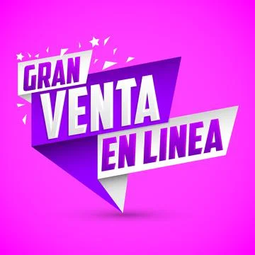 Gran Venta en Linea, Great Online Sale Spanish text, vector design. Stock Illustration