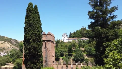 Granada Alhambra Generalife vom Park Stockbeeldmateriaal 340454074