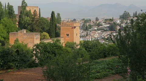 Granada Alhambra view of walls Video stock 8607165
