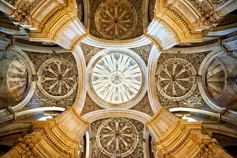 Granada Cathedral's ceiling design Stock Photos