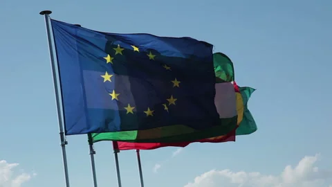 Granada flags on flag poles Vidéo 106485320