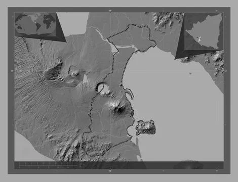 Granada, Nicaragua. Bilevel elevation map with lakes and rivers Stock Illustration