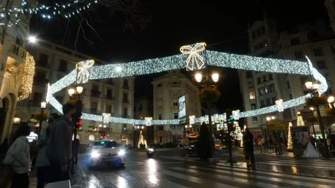 GRANADA, SPAIN. DECEMBER, 27 - 2021: Time lapse video of the central Granada Stock Footage 167772037