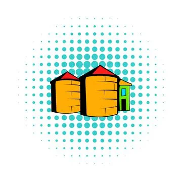 Granaries for storing, comics style Stock Illustration