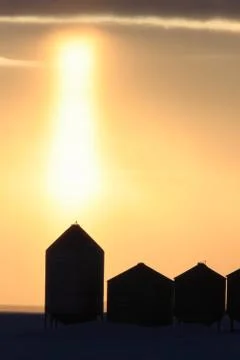 Granaries at Sunset 写真素材