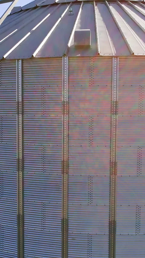 Granary grain elevators. Metal tanks for the storage crop.  Stock Footage 288994630