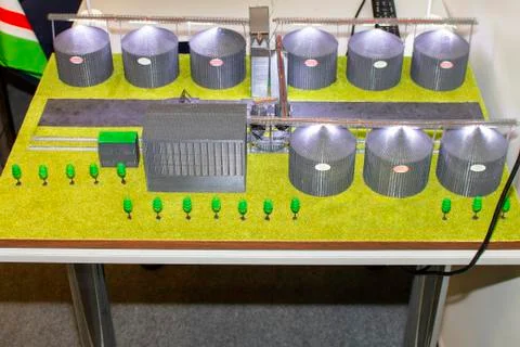 The granary model printed on the 3D printer. Stock Photos
