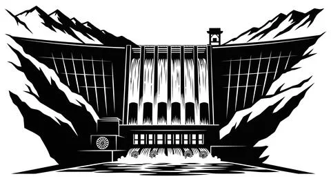 A grand architectural structure with symmetrical design and large windows Ilustración de archivo