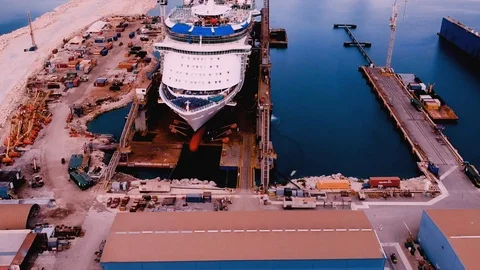 Grand Bahama Shipyard Dry Dock and Industrial Property Aerial, Freeport Video stock 99019659