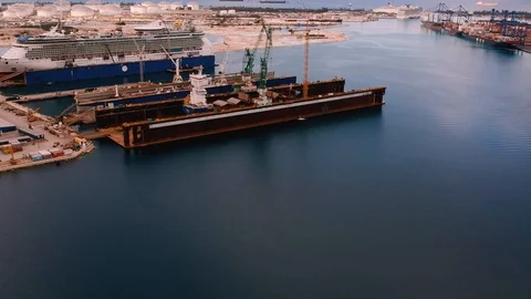 Grand Bahama Shipyard Dry Dock and Industrial Property Aerial, Freeport Stock Footage 99019792