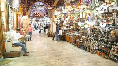 Grand bazaar interior panorama 스톡 동영상 8848515