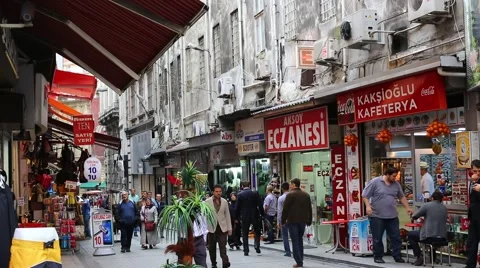 Grand Bazaar streets with shops and people in Istanbul. Istanbul. Turkey Stock Footage 56724858
