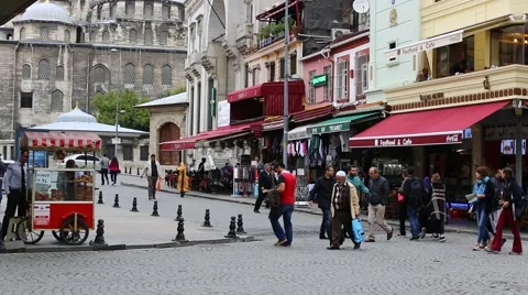 Grand Bazaar streets with shops and people in Istanbul. Istanbul. Turkey Stock Footage 56724864