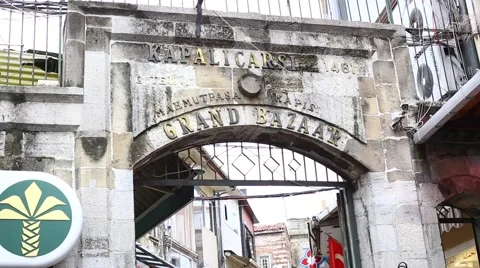 Grand Bazaar streets with shops and people in Istanbul. Istanbul. Turkey Stock Footage 56724948