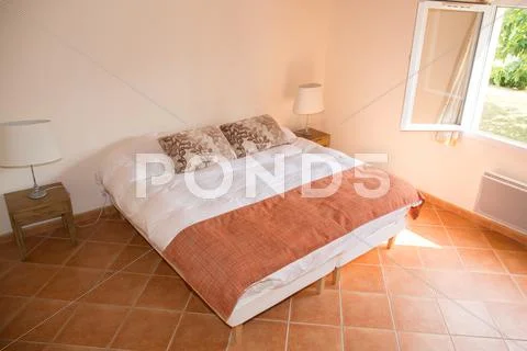 Grand bedroom in a bright color and modern style, Stock Photos