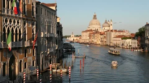 Grand Canal and Santa Maria Della Salute, Venice, Italy Stock Footage
