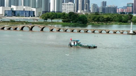 Grand Canal Baodai Bridge Section Suzhou Scenic Footage Stock Footage 321052811