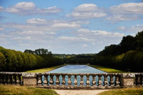 Grand canal, castle of fontainebleau Stock Photos