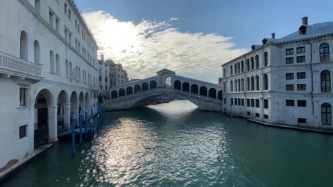 Grand Canal & The Rialto Bridge Venice Stock Footage