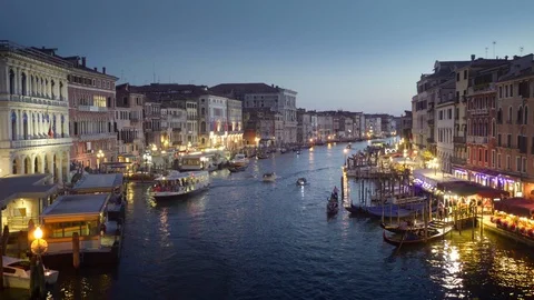 Grand Canal in sunset time from Rialto Bridge, Venice, Italy Stock Footage 106959069
