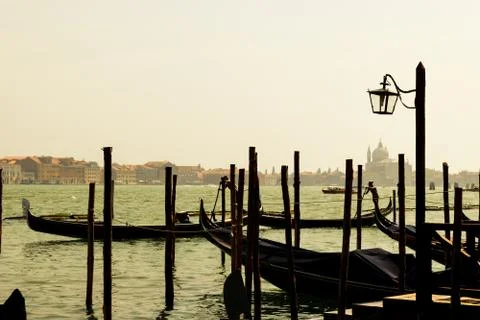Grand canal in Venice during sunset Stock Photos