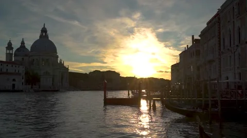 Grand Canal of Venice AT SUNSET Stock Footage