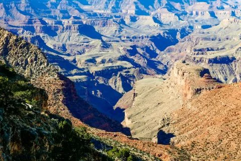 Grand Canyon Colorado river monumental rock and landscape scenery Stock Photos