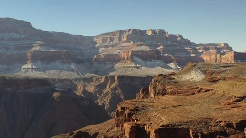 Grand Canyon Drone Push in on mountain at winter 库存影片 100997045