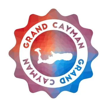 Grand Cayman low poly logo. Colorful gradient travel logo of the island in .. Stock Illustration