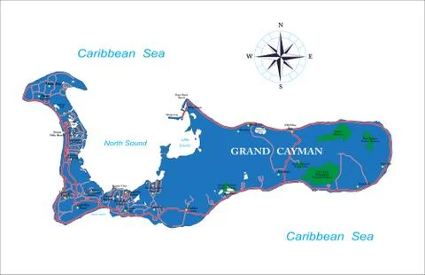 Grand Cayman map Stock Illustration