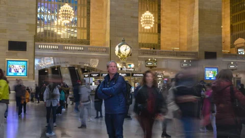 Grand Central Clock Timelapse Zoom Out Stock Footage 254796090