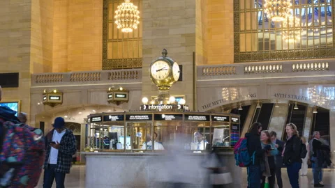 Grand Central Clock Timelapse Zoom In Stock Footage 254803570