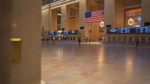 Grand Central Station Empty NYC Coronavirus Pandemic COVID-19 4K Stock Footage 127135137