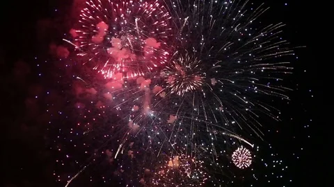 Grand finale intense fireworks display during Fallas Festival Valencia Spain Stock Footage
