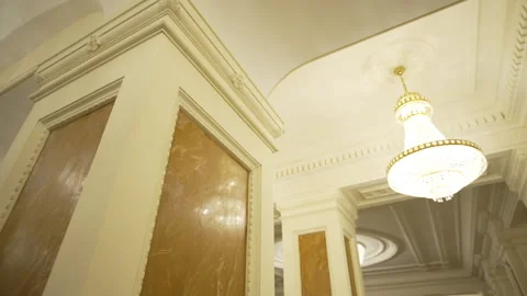 Grand interior of building features towering columns Stock Footage 314886055