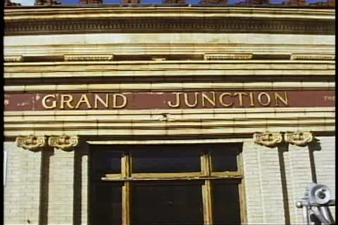 Grand Junction, Colorado rail depot, sign Stock Footage