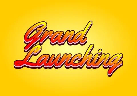 Grand launching. Text effect in yellow red colors Stock Illustration