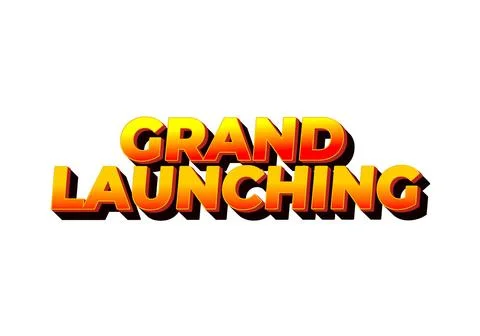 Grand launching. Text effect in yellow red colors Illustrazione stock