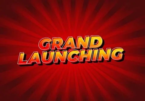 Grand launching. Text effect in yellow red colors Stock Illustration