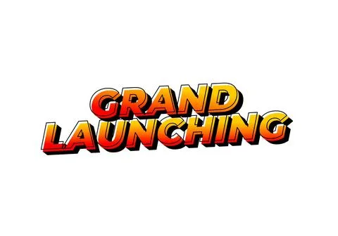 Grand launching. Text effect in yellow red colors Stock Illustration