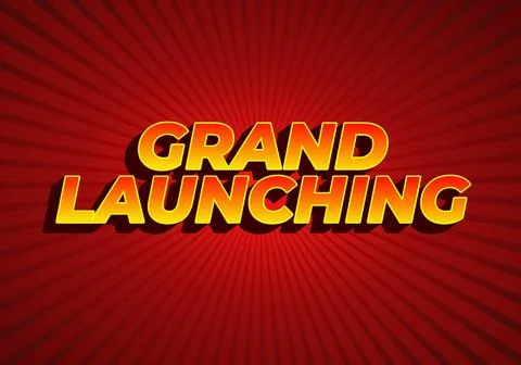 Grand launching. Text effect in yellow red colors Stock Illustration