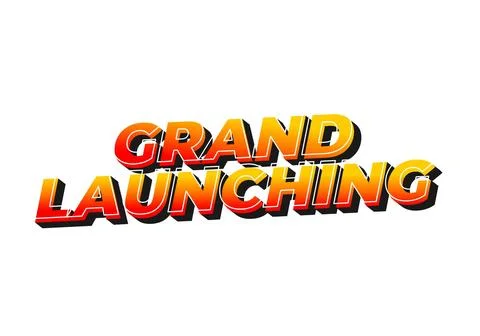 Grand launching. Text effect in yellow red colors Stock Illustration