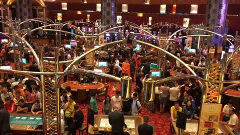 Grand Lisboa casino gaming hall, Macau Stock Footage