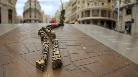 "Grand Via" Madrid layout Stock Footage 123077172