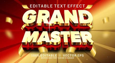 Grand master 3d vector text effect with modern style design Stock Illustration