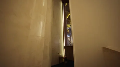 Grand Mosque interior revealing from behind a pillar in Kuwait Stock Footage 345843415