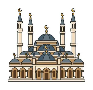 Grand mosque isolated on white background. Illustration. Islamic architectu.. Stock Illustration