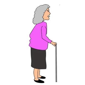 Grand mother element standing walking with stick illustration useful to sho.. Stock Illustration