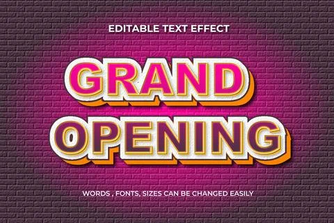Grand opening 3d editable text effect Illustrazione stock