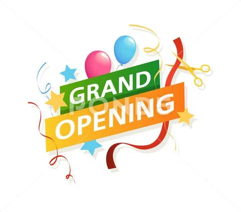 Grand opening ceremony with colorful balloons Vector Image